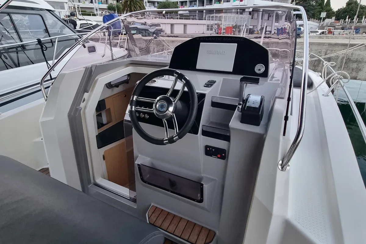 Cockpit of Lady Blue, a Atlantic Marine Sun Cruiser 730 motorboat at Grad Opatija, Croatia