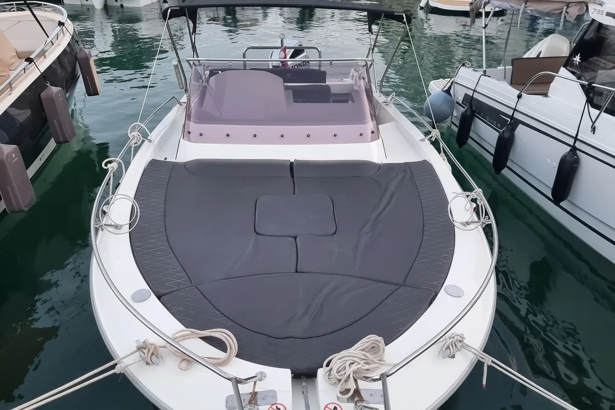 Deck of Lady Blue, a Atlantic Marine Sun Cruiser 730 motorboat at Grad Opatija, Croatia