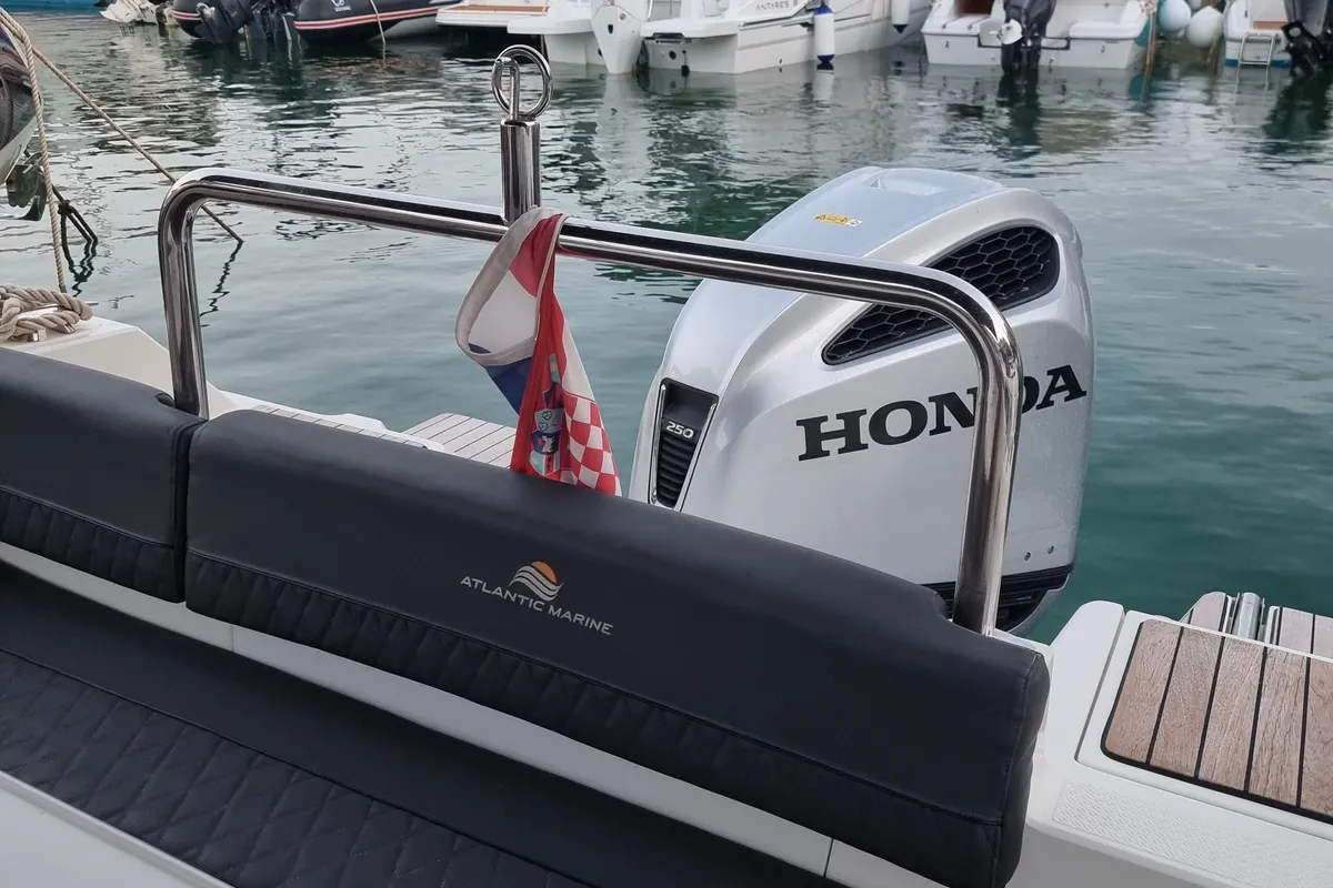 Lady Blue, a Atlantic Marine Sun Cruiser 730 motorboat at Grad Opatija, Croatia