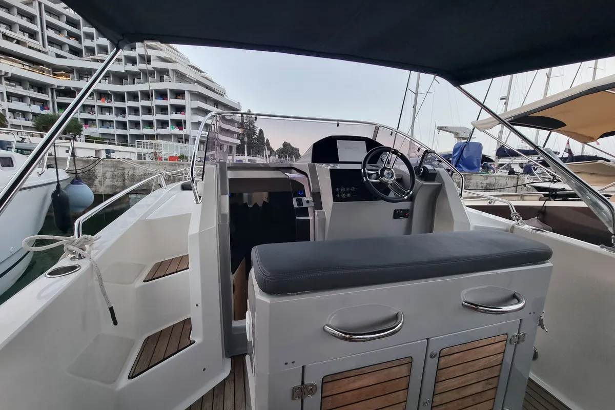 Deck of Lady Blue, a Atlantic Marine Sun Cruiser 730 motorboat at Grad Opatija, Croatia