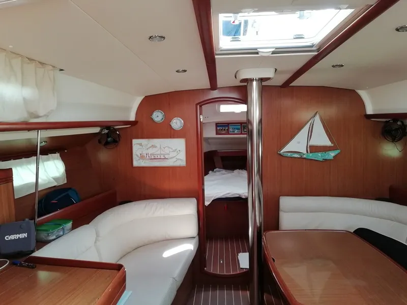 Salon of Sea Obsession, a Jeanneau Sun Odyssey 42i sailboat at Municipal Unit of Ellomenos, Greece