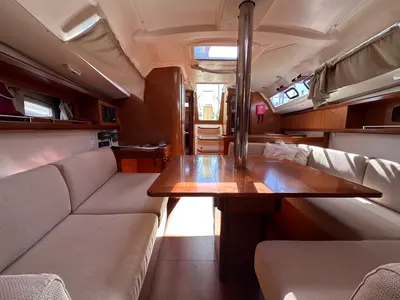 Salon of BLU, a Beneteau Oceanis 34 sailboat at Punta Ala, Italy