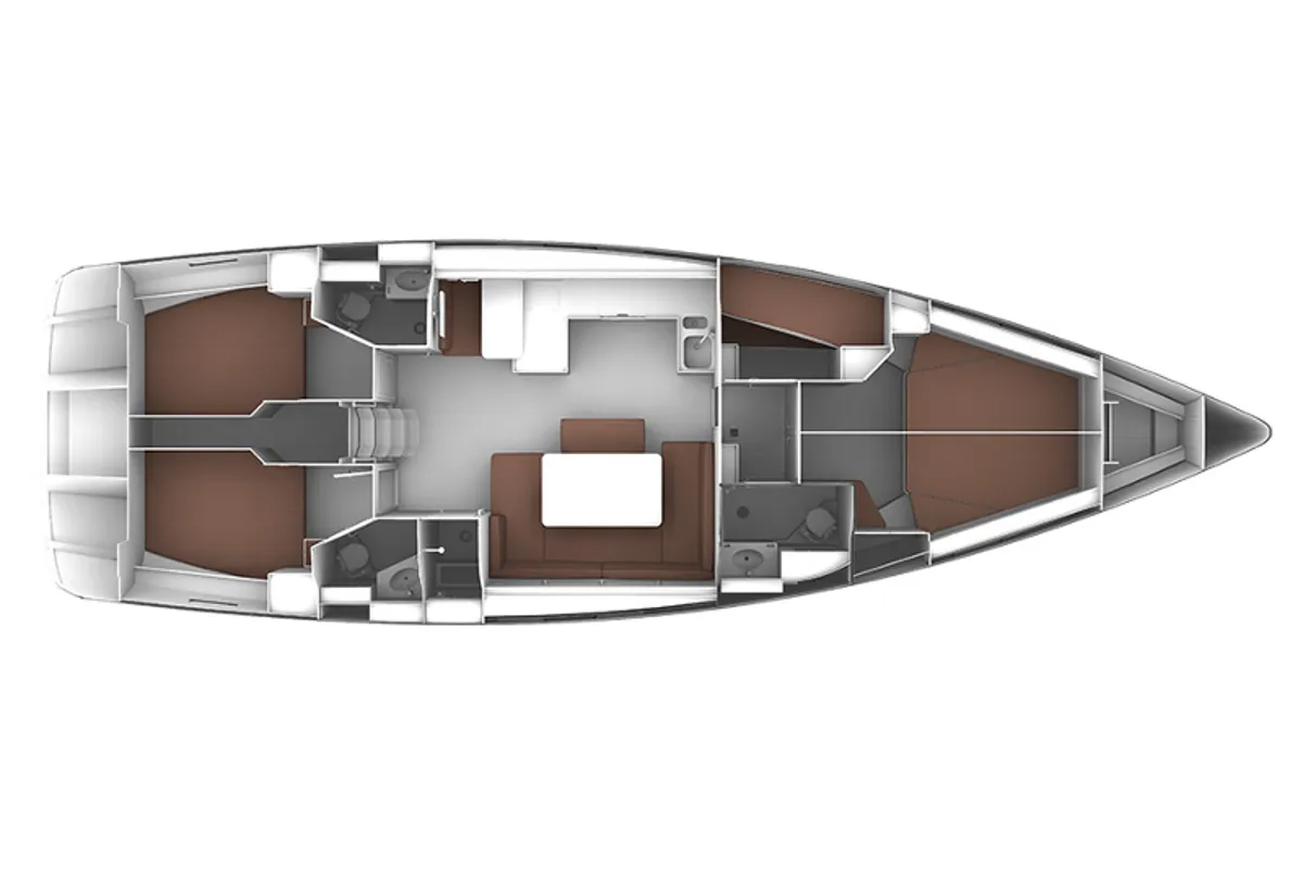 Floor plan of AF-B51C, a Bavaria Cruiser 51 sailboat at Municipal Unit of Lefkada, Greece