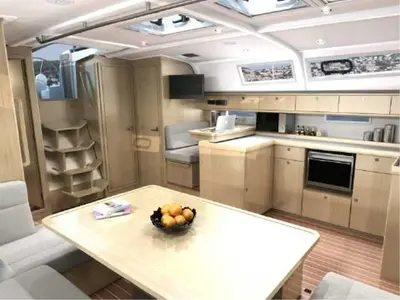 Salon of AF-B51C, a Bavaria Cruiser 51 sailboat at Municipal Unit of Lefkada, Greece
