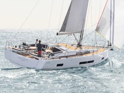 Exterior view of Sailaway, a Hanse 460 sailboat at Grad Šibenik, Croatia