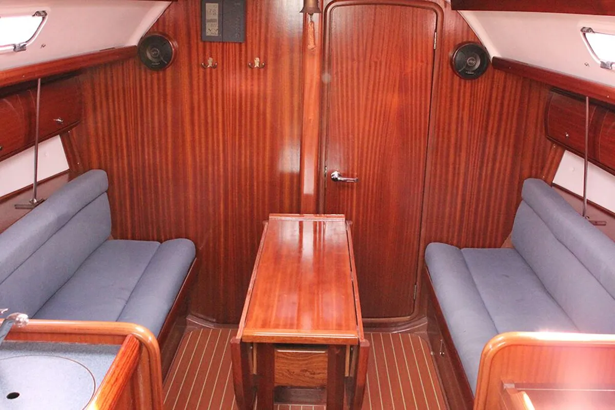 Salon of La Luna, a Bavaria 30 Cruiser sailboat at Vrsar, Croatia
