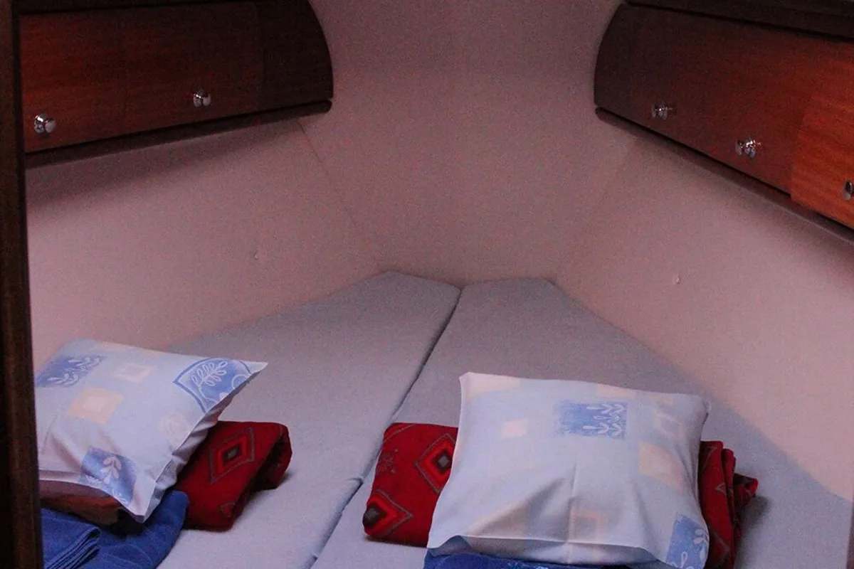 Cabin on La Luna, a Bavaria 30 Cruiser sailboat at Vrsar, Croatia