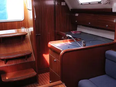 Galley of La Luna, a Bavaria 30 Cruiser sailboat at Vrsar, Croatia