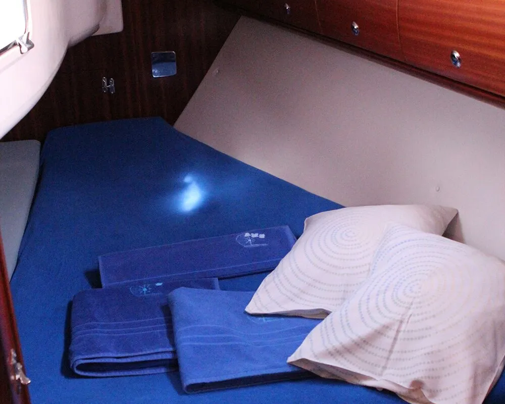 Cabin on La Luna, a Bavaria 30 Cruiser sailboat at Vrsar, Croatia