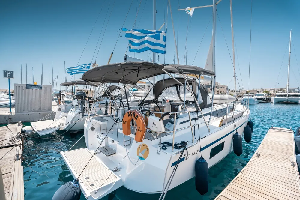 Avra, a Bavaria C42 sailboat at Municipal Unit of Rhodes, Greece