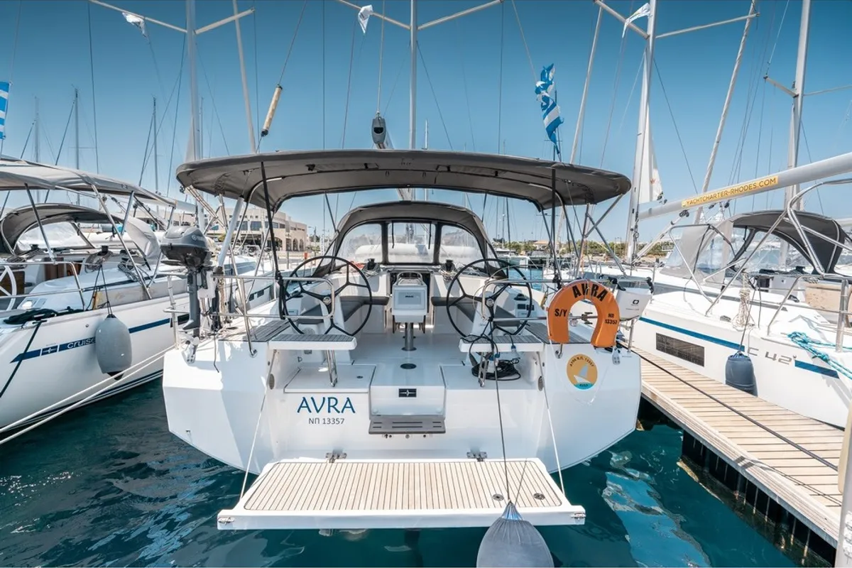 Avra, a Bavaria C42 sailboat at Municipal Unit of Rhodes, Greece