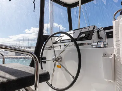 Cockpit of HAPPY KEY, a Lagoon 42 catamaran at Općina Rogoznica, Croatia