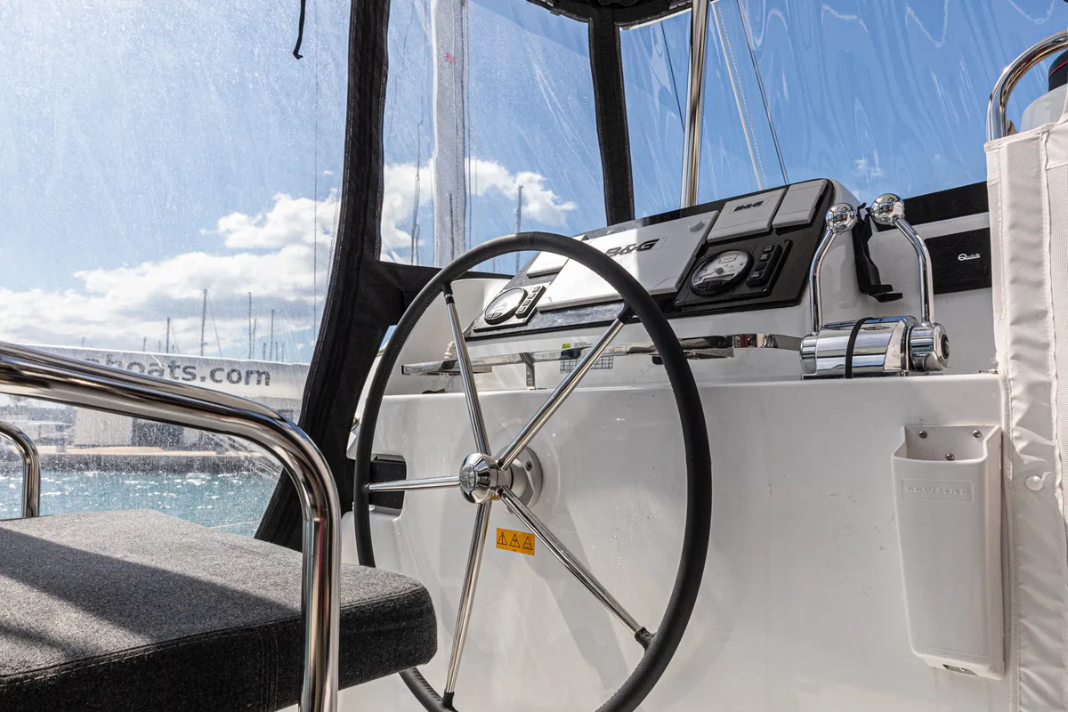 Cockpit of HAPPY KEY, a Lagoon 42 catamaran at Općina Rogoznica, Croatia
