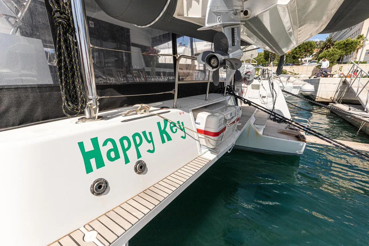 Exterior view of HAPPY KEY, a Lagoon 42 catamaran at Općina Rogoznica, Croatia