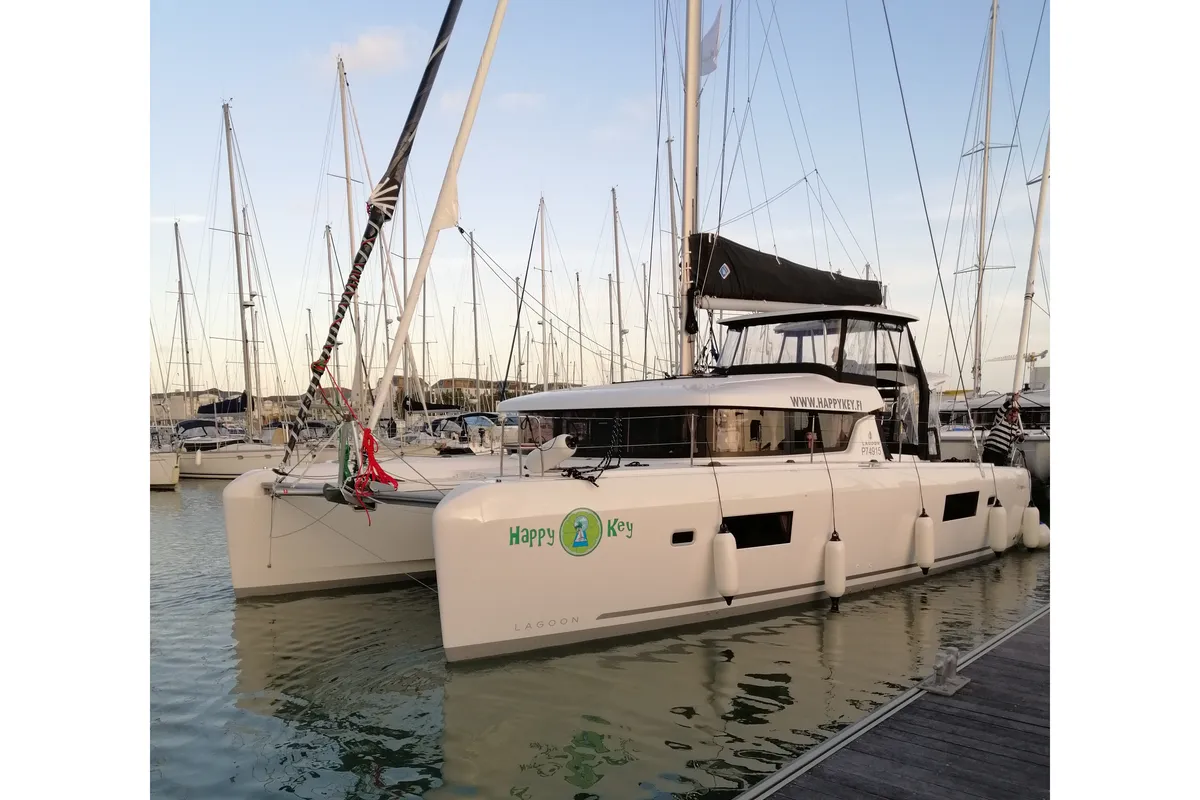 Exterior view of HAPPY KEY, a Lagoon 42 catamaran at Općina Rogoznica, Croatia