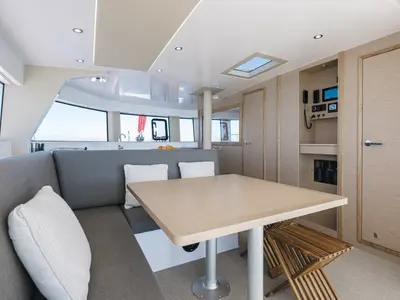 Salon of Matana, a NEEL 47 sailboat at Olbia, Italy