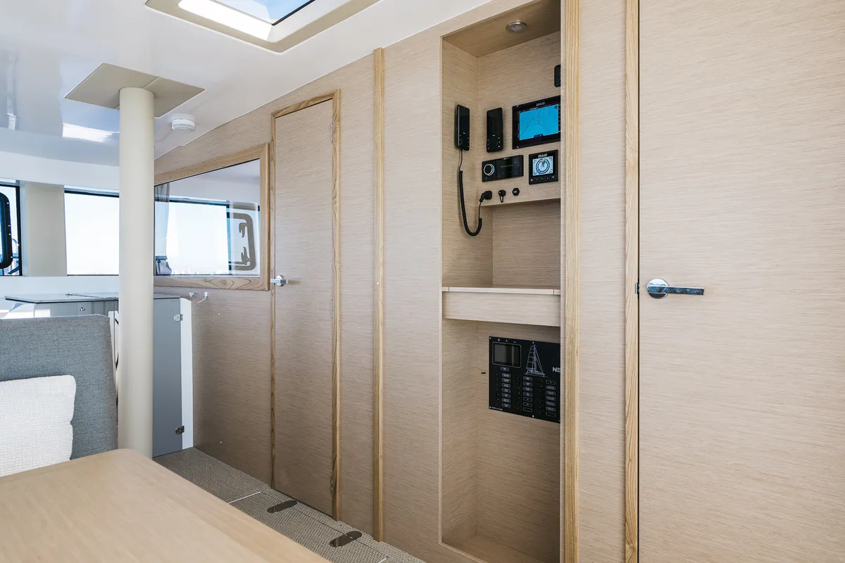 Salon of Matana, a NEEL 47 sailboat at Olbia, Italy