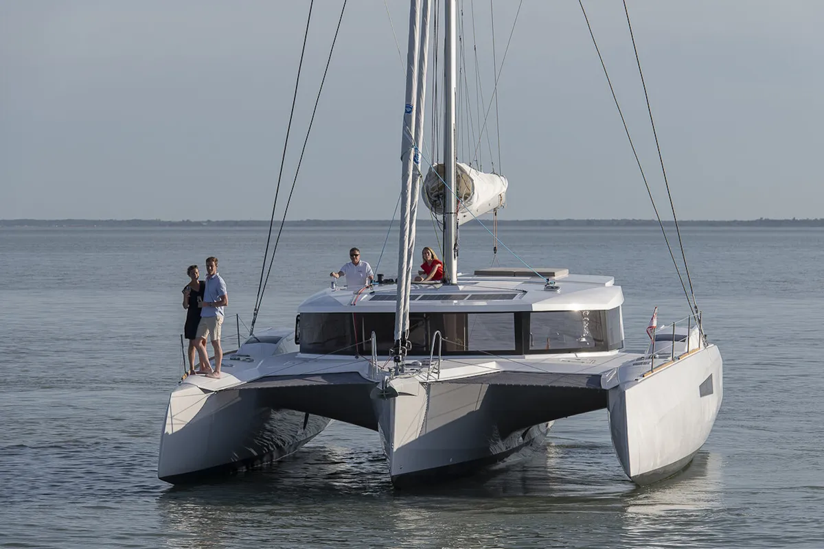 Exterior view of Matana, a NEEL 47 sailboat at Olbia, Italy