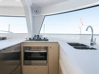 Galley of Matana, a NEEL 47 sailboat at Olbia, Italy