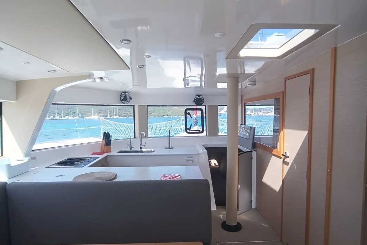 Galley of Matana, a NEEL 47 sailboat at Olbia, Italy