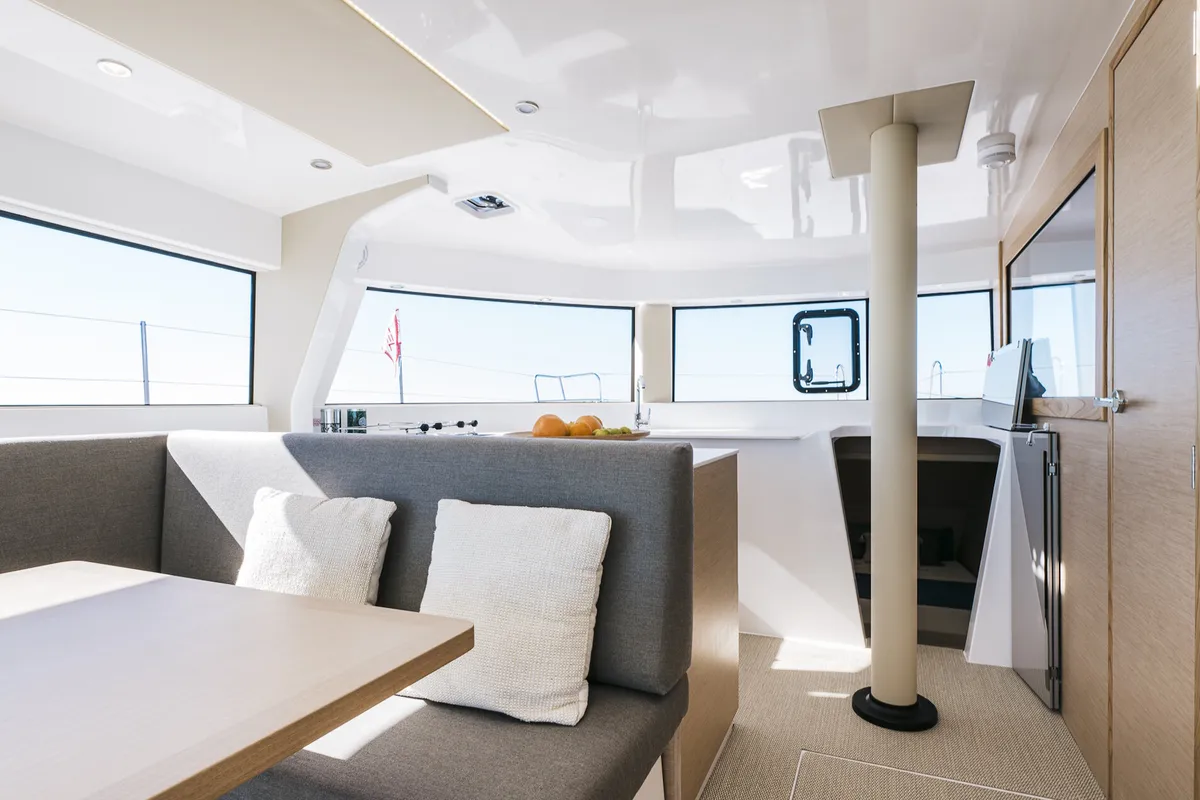 Salon of Matana, a NEEL 47 sailboat at Olbia, Italy