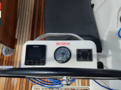 Cockpit of Klara, a Dufour 390 GL sailboat at Grad Kaštela, Croatia