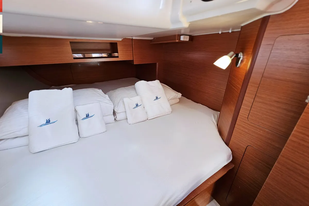 Cabin on Klara, a Dufour 390 GL sailboat at Grad Kaštela, Croatia