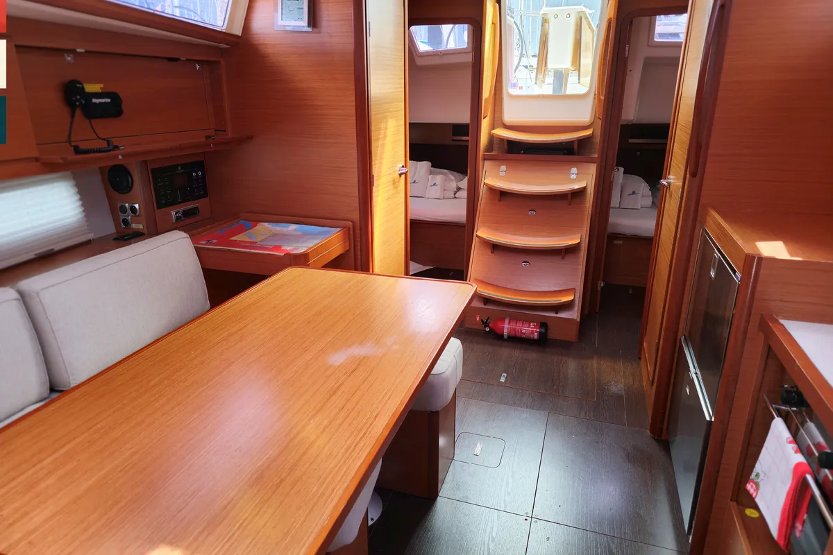 Salon of Klara, a Dufour 390 GL sailboat at Grad Kaštela, Croatia