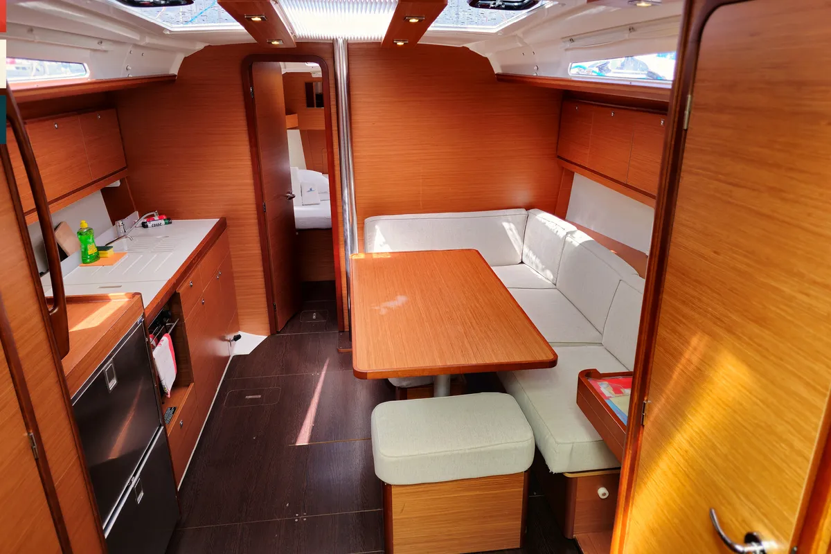 Salon of Klara, a Dufour 390 GL sailboat at Grad Kaštela, Croatia
