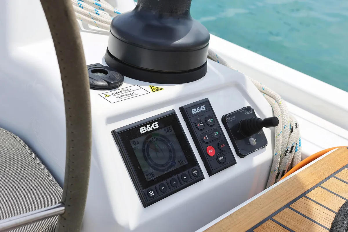 Cockpit of Teri, a Hanse 418 sailboat at Seget Donji, Croatia