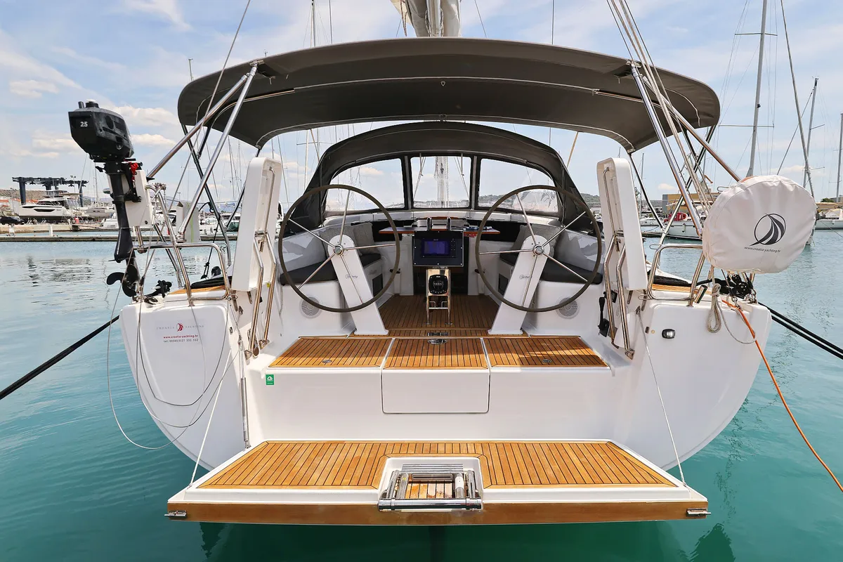 Exterior view of Teri, a Hanse 418 sailboat at Seget Donji, Croatia