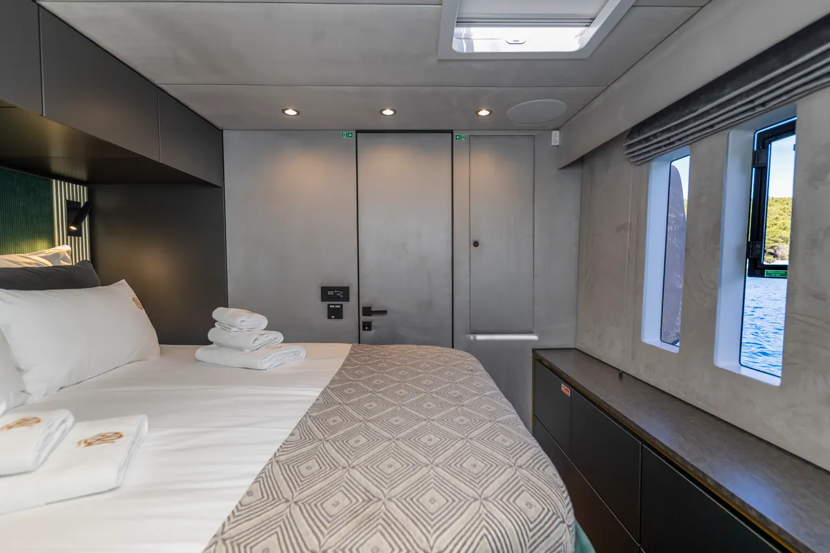 Cabin on Mr.Si, a Sunreef 60 catamaran at Rogoznica, Croatia