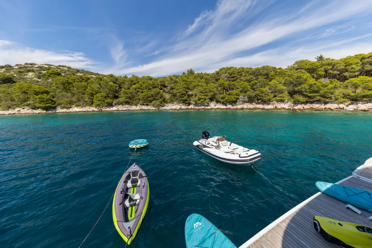 Exterior view of Mr.Si, a Sunreef 60 catamaran at Rogoznica, Croatia