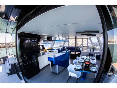 Galley of Wave 50, a catamaran at Olbia, Italy