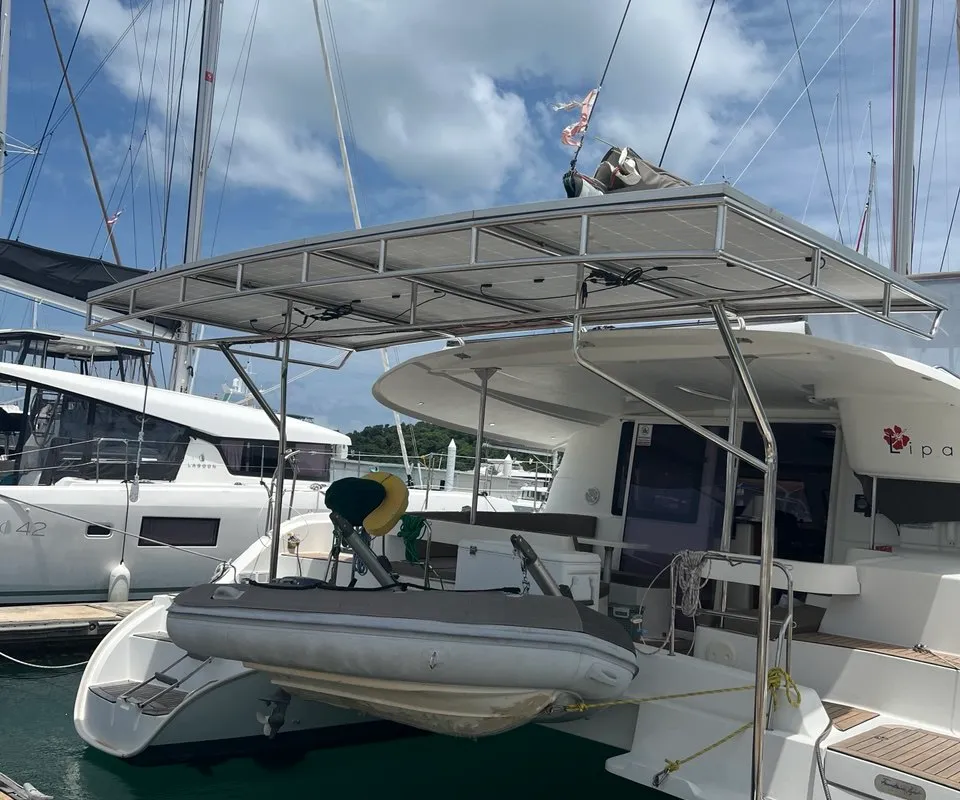 Exterior view of Lady Alla, a Fountaine Pajot Lipari 41 catamaran at Pa Khlok, Thailand