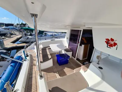 Deck of Lady Alla, a Fountaine Pajot Lipari 41 catamaran at Pa Khlok, Thailand