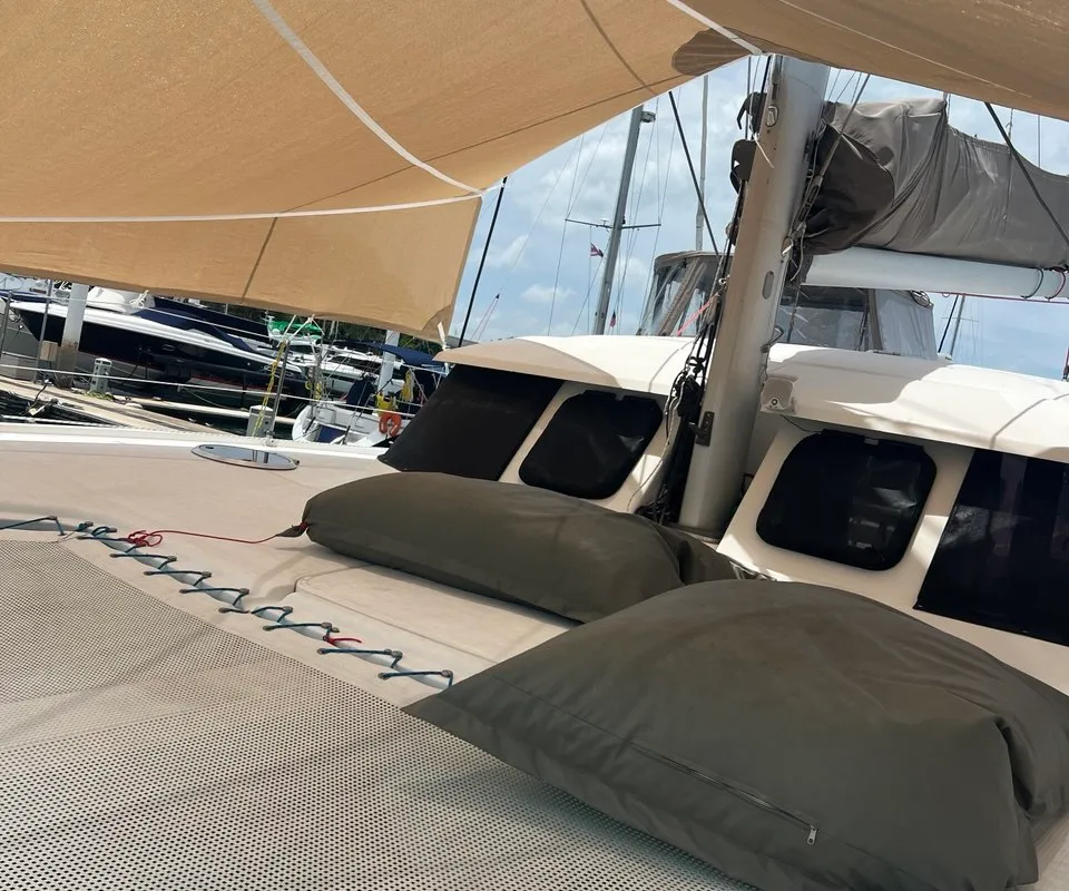 Deck of Lady Alla, a Fountaine Pajot Lipari 41 catamaran at Pa Khlok, Thailand