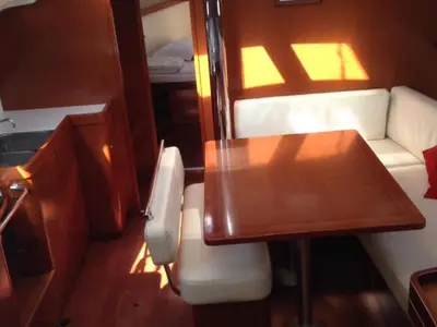 Salon of Shedir, a Beneteau Oceanis 46 sailboat at Olbia, Italy