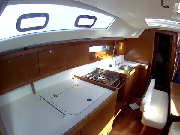 Galley of Shedir, a Beneteau Oceanis 46 sailboat at Olbia, Italy