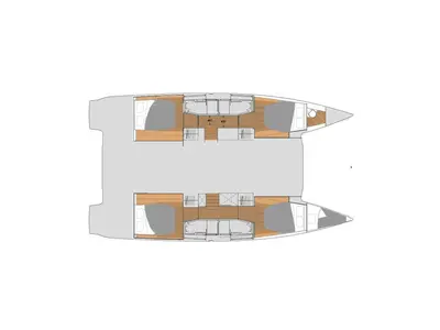 Floor plan of Sankalpa, a Fountaine Pajot Elba 45 catamaran at Cogolin, France