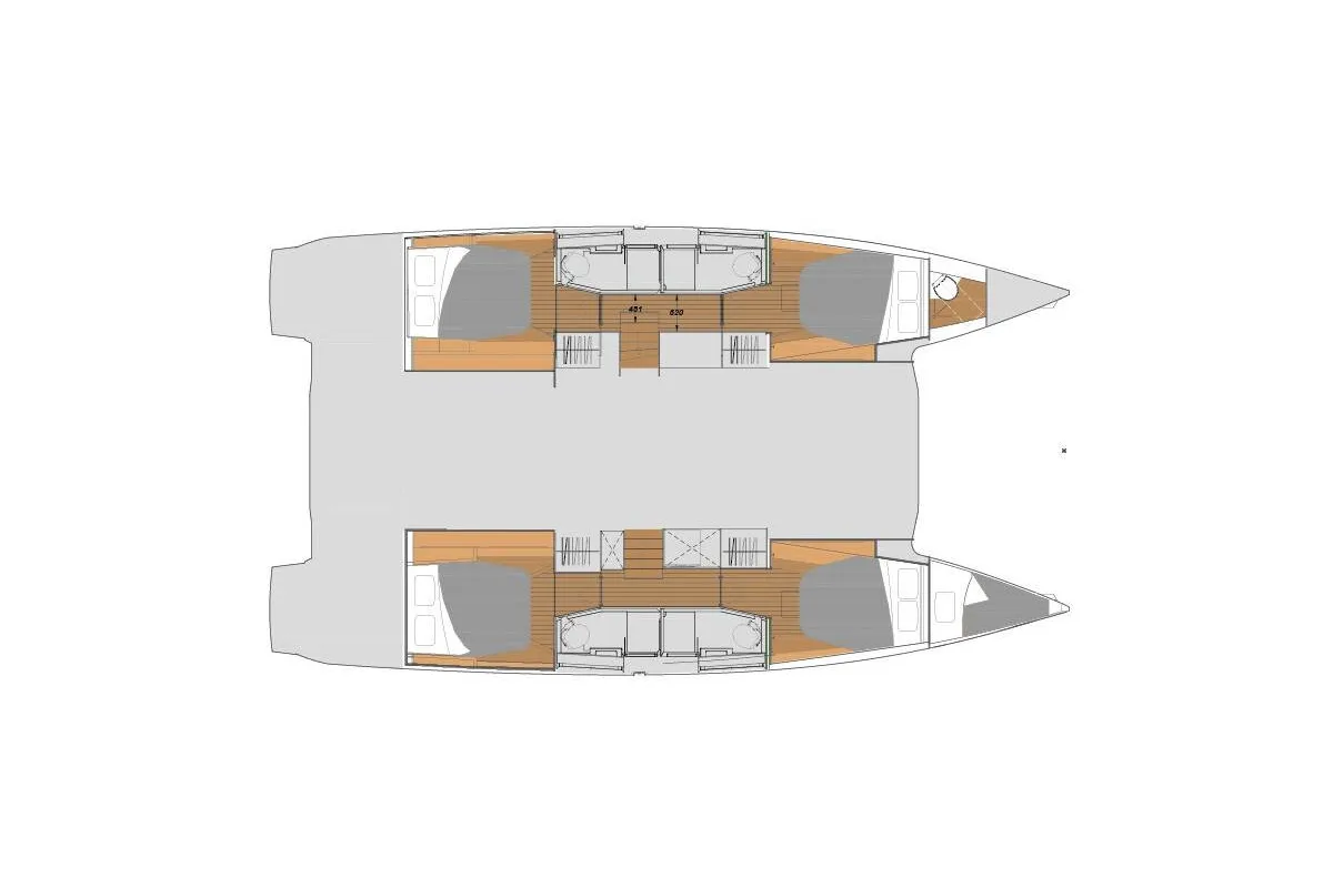 Floor plan of Sankalpa, a Fountaine Pajot Elba 45 catamaran at Cogolin, France