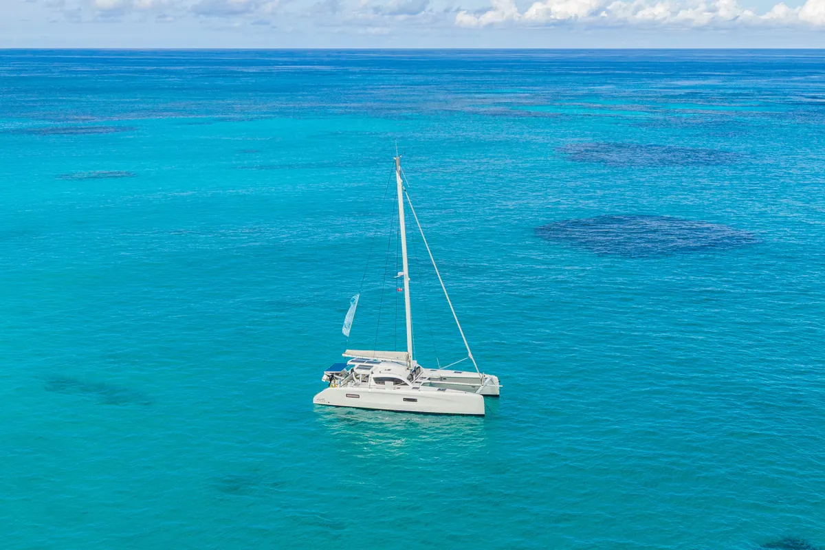 Falmari, a Outremer 45('01) catamaran at Central Abaco, Bahamas