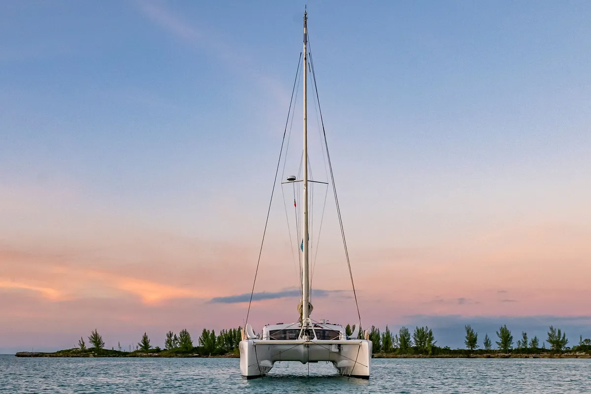 Falmari, a Outremer 45('01) catamaran at Central Abaco, Bahamas