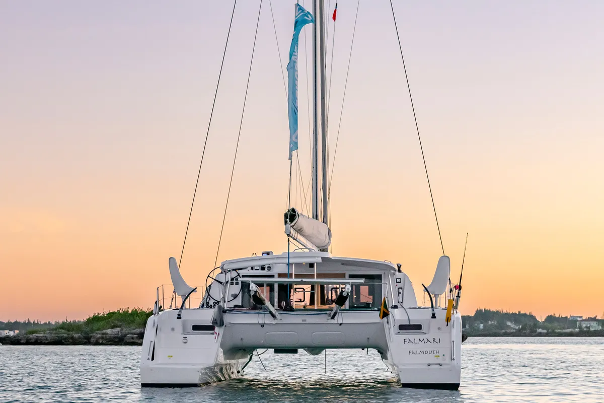 Falmari, a Outremer 45('01) catamaran at Central Abaco, Bahamas