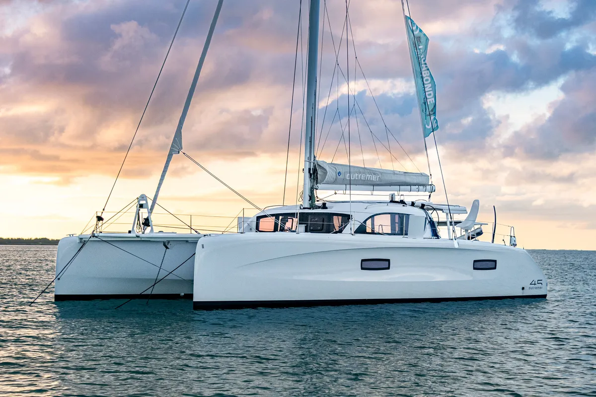 Falmari, a Outremer 45('01) catamaran at Central Abaco, Bahamas