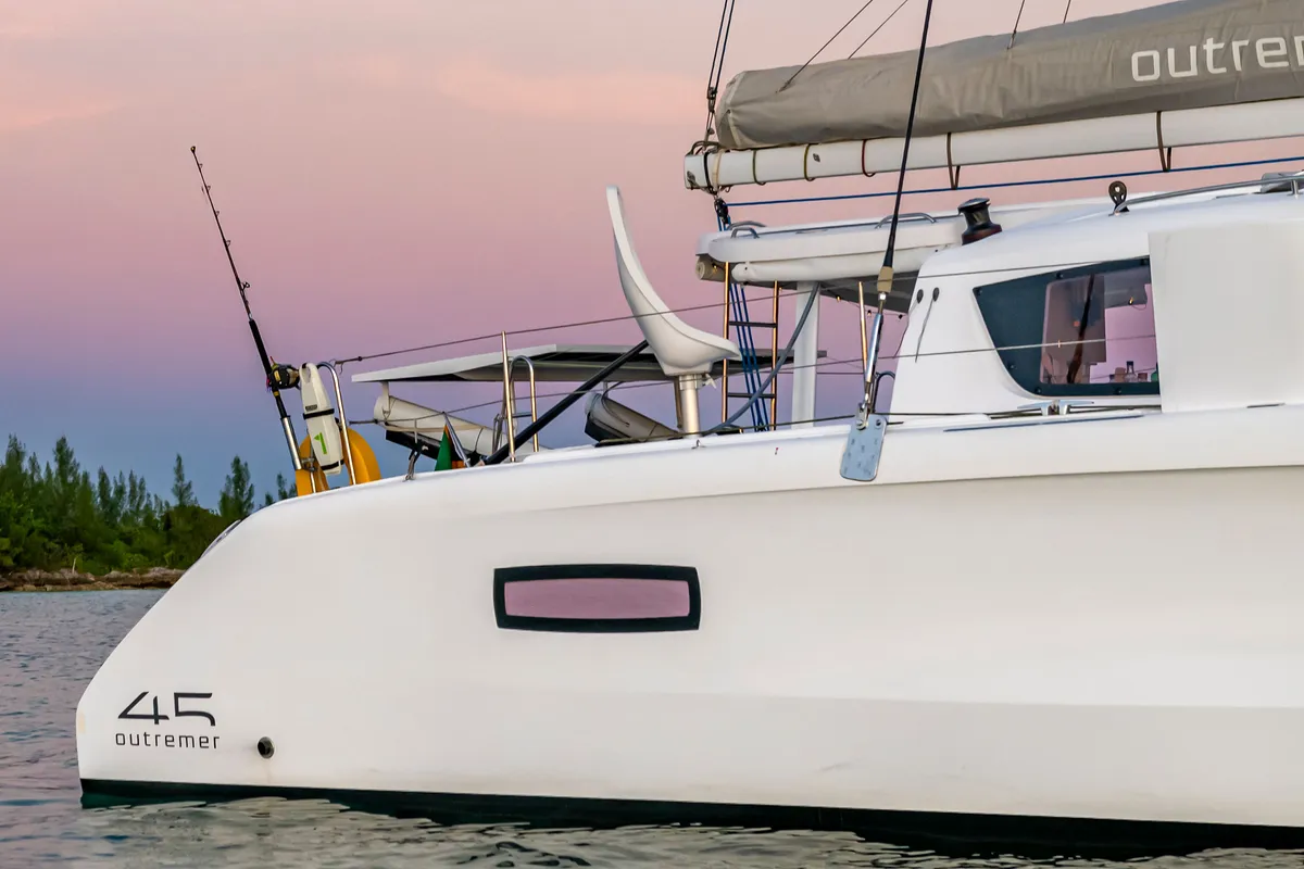 Falmari, a Outremer 45('01) catamaran at Central Abaco, Bahamas