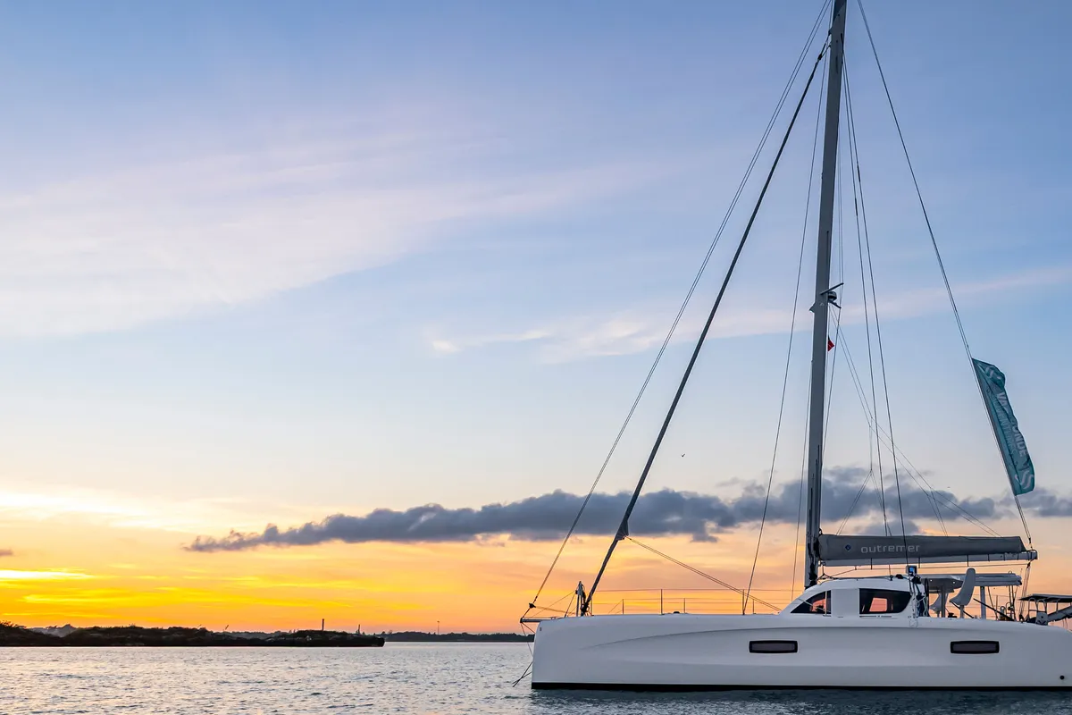 Falmari, a Outremer 45('01) catamaran at Central Abaco, Bahamas