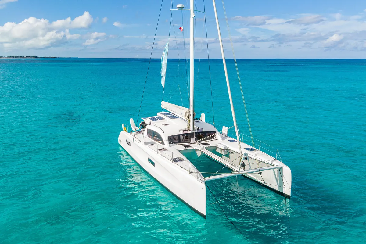 Falmari, a Outremer 45('01) catamaran at Central Abaco, Bahamas