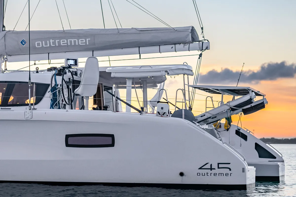 Falmari, a Outremer 45('01) catamaran at Central Abaco, Bahamas