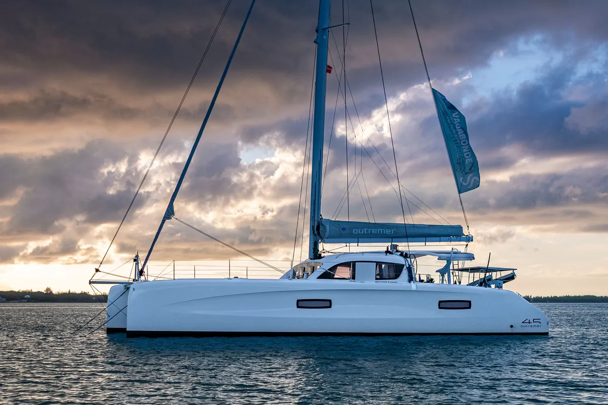 Falmari, a Outremer 45('01) catamaran at Central Abaco, Bahamas